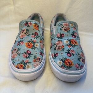 Vans Blue Garden Floral Slip-On Shoes Size 1.5